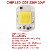 Chip LED COB siêu sáng 220V sáng trắng 20W Chip LED COB siêu sáng 220V sáng trắng 20W